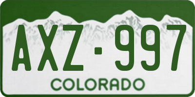 CO license plate AXZ997