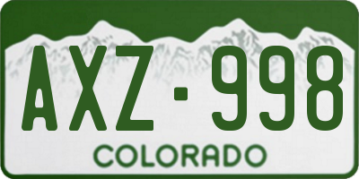 CO license plate AXZ998