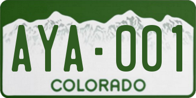 CO license plate AYA001