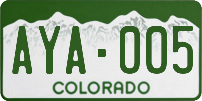 CO license plate AYA005