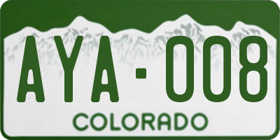 CO license plate AYA008