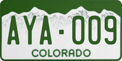 CO license plate AYA009