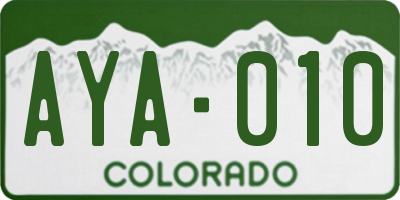 CO license plate AYA010