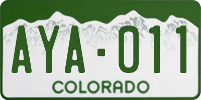 CO license plate AYA011