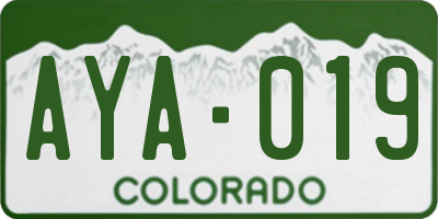 CO license plate AYA019