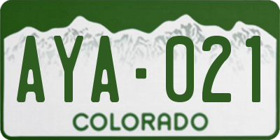 CO license plate AYA021