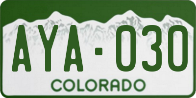 CO license plate AYA030