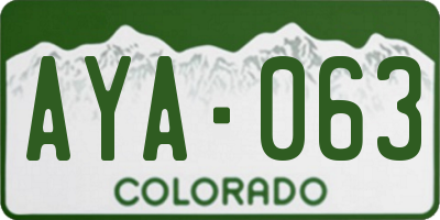 CO license plate AYA063