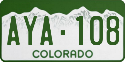 CO license plate AYA108