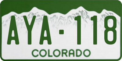 CO license plate AYA118