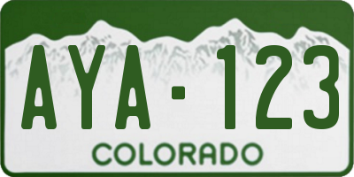 CO license plate AYA123