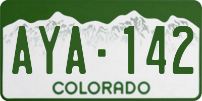 CO license plate AYA142