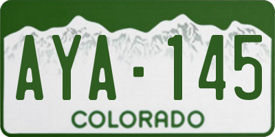 CO license plate AYA145