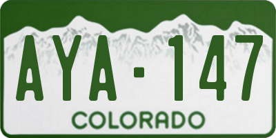 CO license plate AYA147