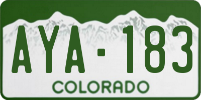 CO license plate AYA183