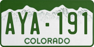 CO license plate AYA191