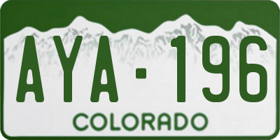 CO license plate AYA196