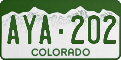 CO license plate AYA202