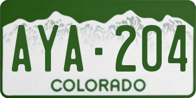 CO license plate AYA204