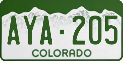 CO license plate AYA205