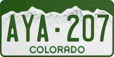 CO license plate AYA207