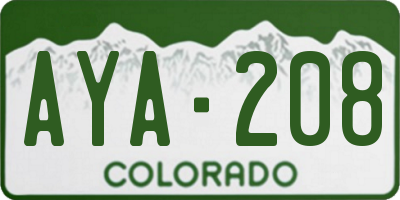 CO license plate AYA208