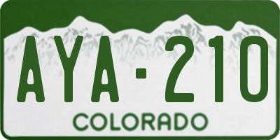 CO license plate AYA210