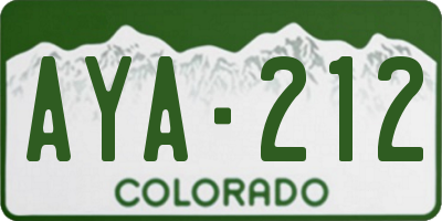 CO license plate AYA212