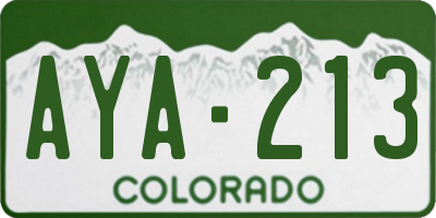 CO license plate AYA213
