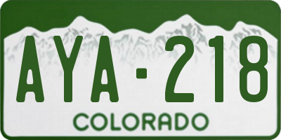 CO license plate AYA218