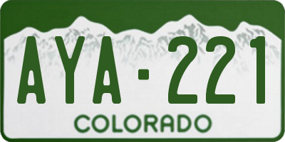 CO license plate AYA221