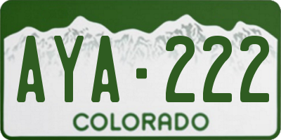 CO license plate AYA222