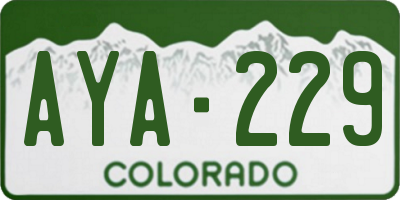 CO license plate AYA229