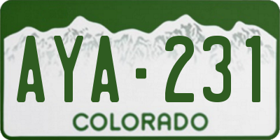 CO license plate AYA231