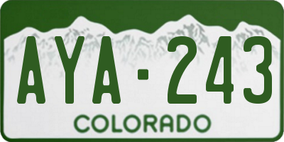 CO license plate AYA243