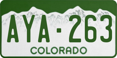 CO license plate AYA263