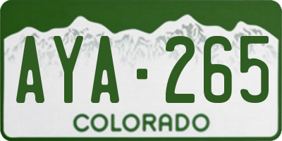 CO license plate AYA265