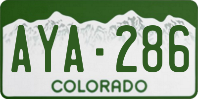 CO license plate AYA286