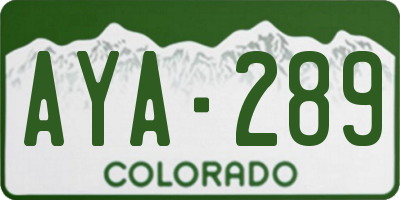 CO license plate AYA289