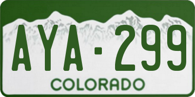 CO license plate AYA299