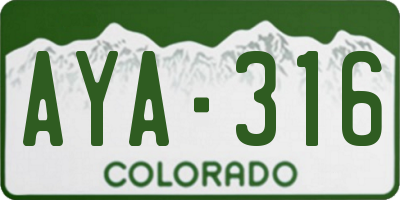 CO license plate AYA316