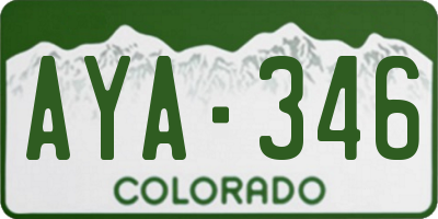 CO license plate AYA346