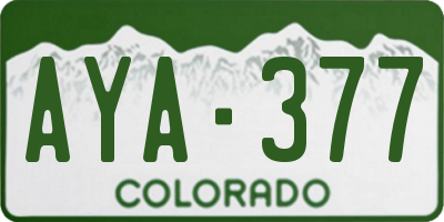 CO license plate AYA377