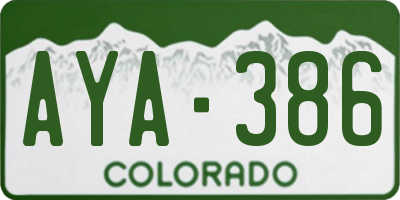 CO license plate AYA386
