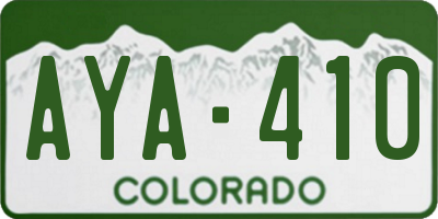 CO license plate AYA410