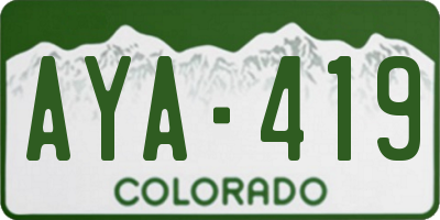 CO license plate AYA419