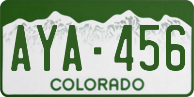 CO license plate AYA456