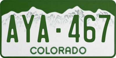 CO license plate AYA467