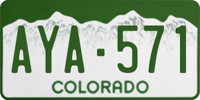 CO license plate AYA571
