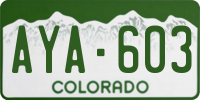 CO license plate AYA603